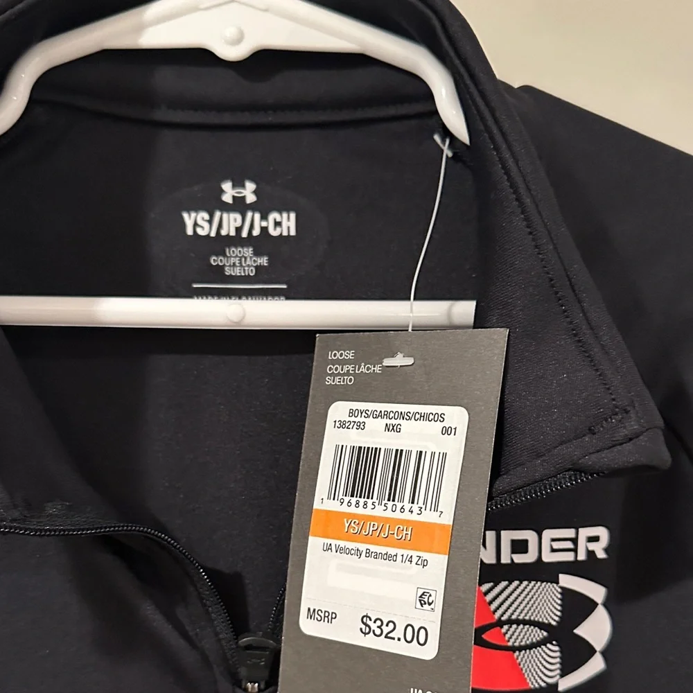 Under Armour Youth Small Black‎ Velocity Tech 1/4 Zip Pullover Top